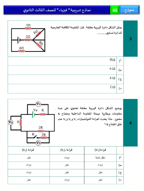 النموذج الاسترشادي الثاني فيزياء1